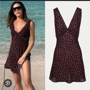 REALISATION PAR Isabella dress black with red flowers